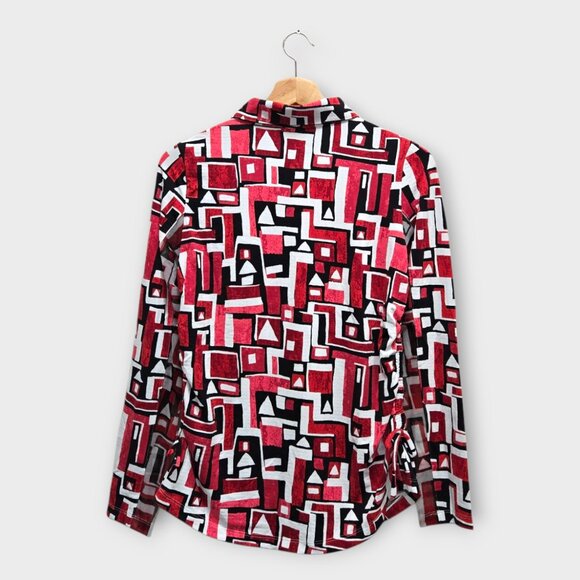 IBKUL Golf Women's Polo Shirt Geometric Abstract Print (Red/Black) - Small - Picture 2 of 2